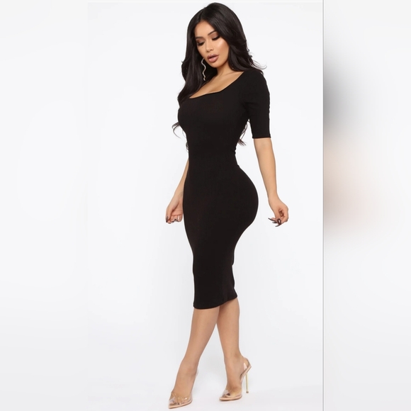 Fashion Nova Dresses & Skirts - Fashion Nova "A Little Bossy Midi Dress" Black- Size: Small- NEW with Tags!!!!